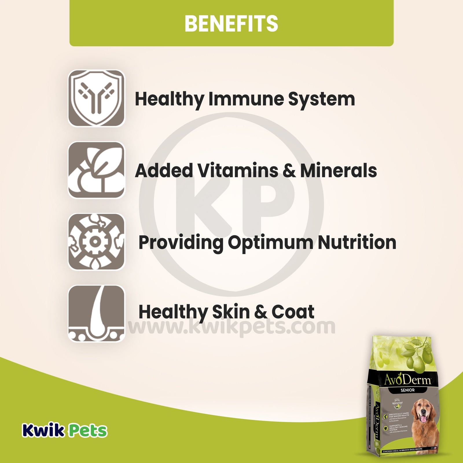 Benefits of AvoDerm Natural Chicken Meal & Brown Rice Senior Dry Dog Food 4.4-lb