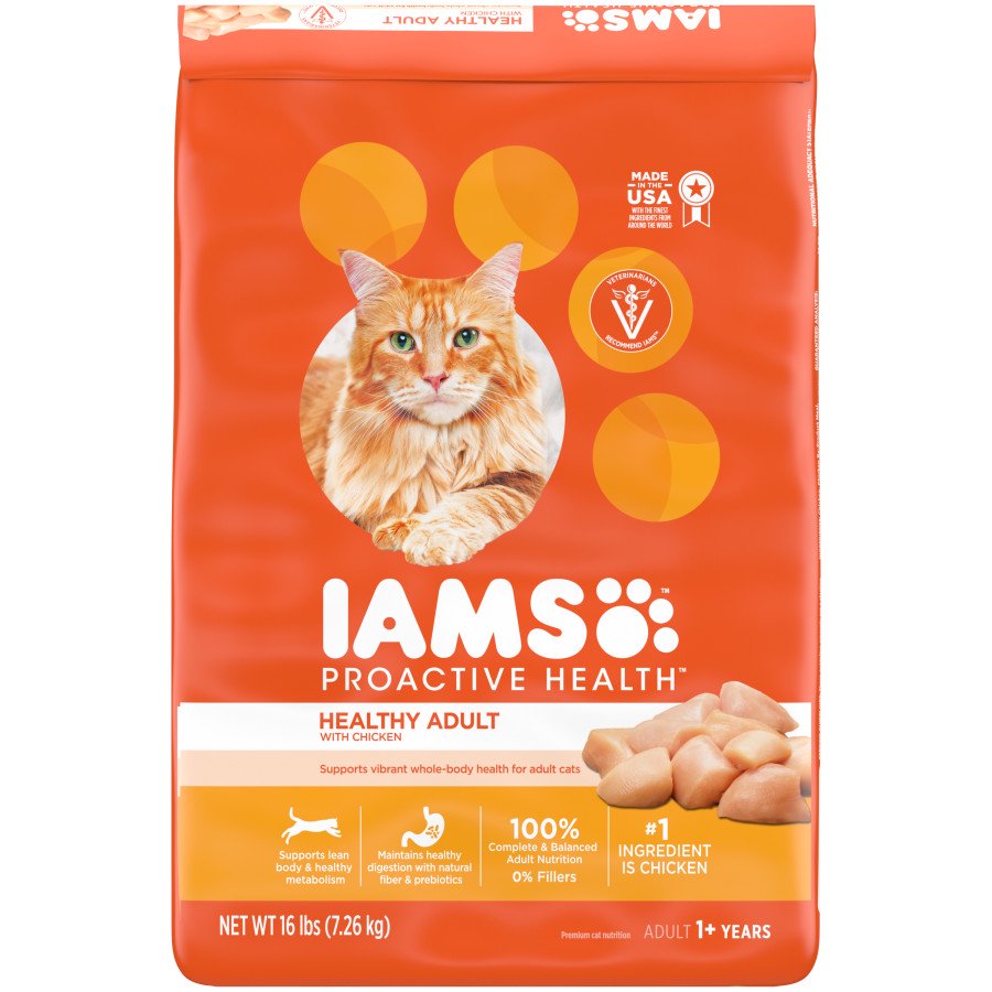 IAMS Proactive Health Adult Dry Cat Food Chicken 16-lb, Kwik Pets