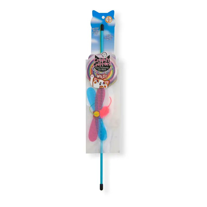 Necoichi Crinkly Critters Fancy Flutterfly Cat Wand Toy