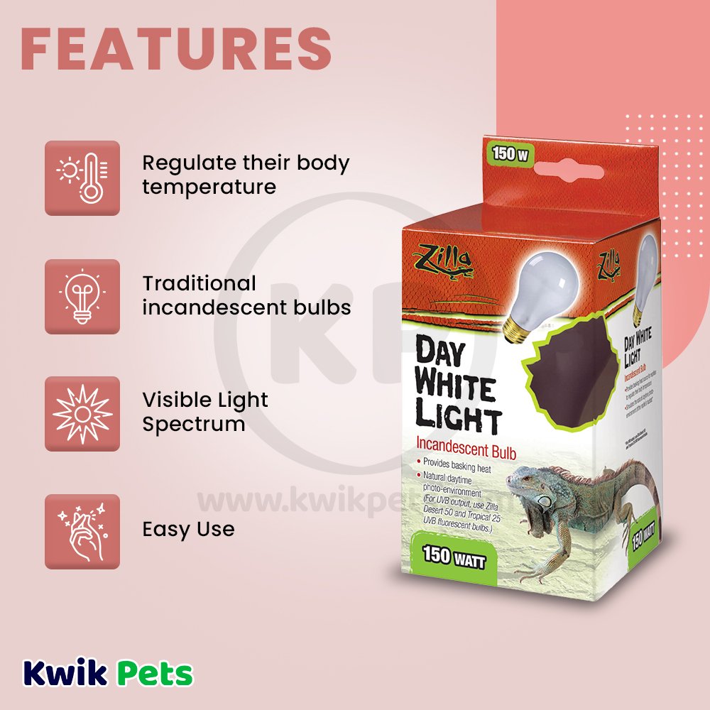 Zilla Incandescent Bulbs Day White 150 W, Zilla