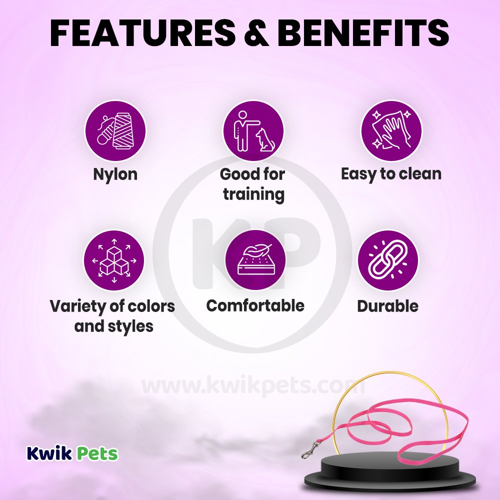 Features and Benefits of Coastal Single-Ply Nylon Dog Leash Pink Flamingo 5/8 in X 6 ft