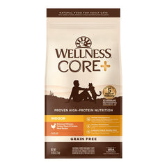 Wellness CORE+ Grain-Free Indoor Adult Dry Cat Food Deboned Chicken, Turkey & Chicken Meal Recipe 5-lb