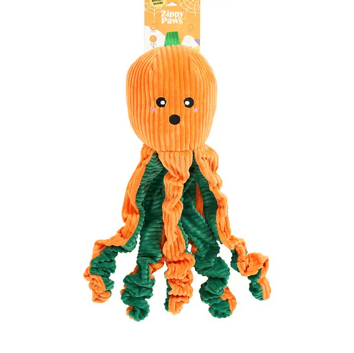 ZippyPaws Halloween Pumpkin Octopus Plush Dog Toy
