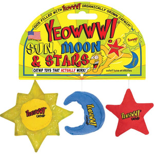 Yeowww! Sun, Moon & Stars Catnip Cat Toy 3 Count, Kwik Pets
