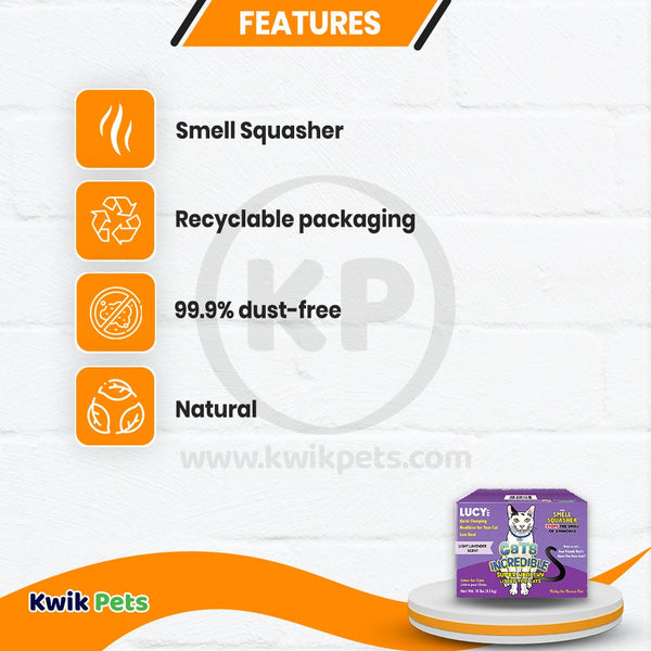 Lucy Pet Products Cats Incredible Clumping Litter Light Lavender Scent 18-lb, Kwik Pets
