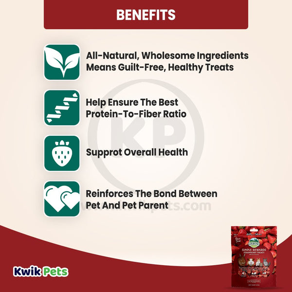 Oxbow Animal Health Simple Rewards Freeze Dried Strawberry Small Animal Treats 0.5-oz, Kwik Pets