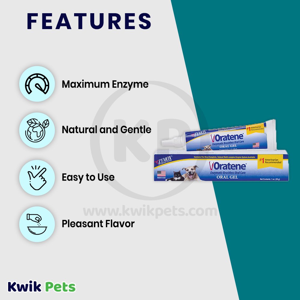 Features - Zymox Oratene Brushless Enzymatic Oral Care for Dogs Oral Gel 1-oz