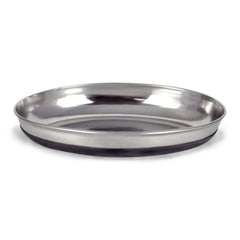 OurPets Rubber Bonded Bottom Oval Silver Stainless Steel Cat Bowl