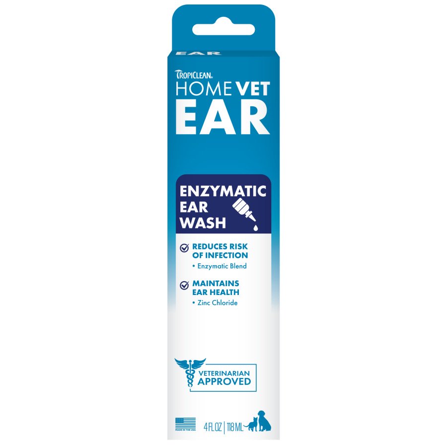 TropiClean HomeVet Enzymatic Dog & Cat Ear Wash 4-oz, Kwik Pets