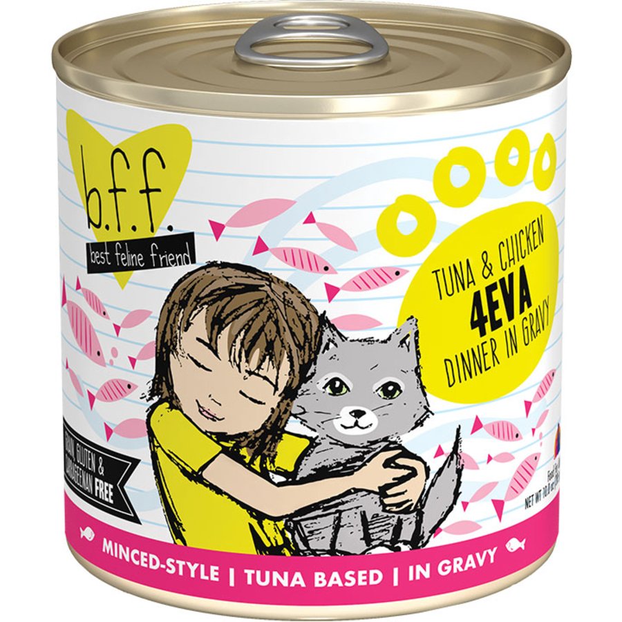 Weruva B.F.F. Minced Tuna & Chicken 4Eva Dinner in Gravy Wet Cat Food 10-oz, Kwik Pets