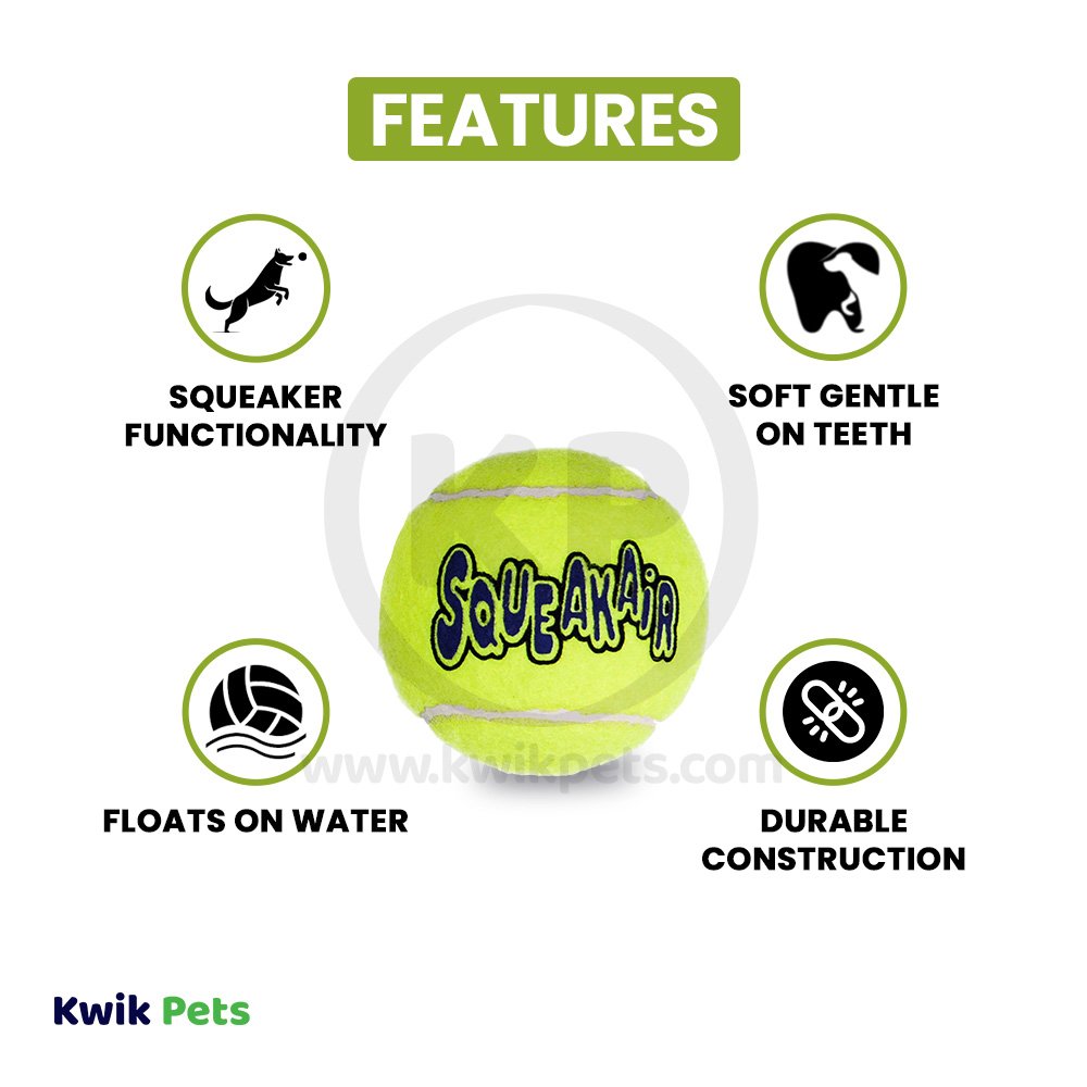 KONG Air Dog Squeaker Tennis Ball Dog Toy, Large, KONG