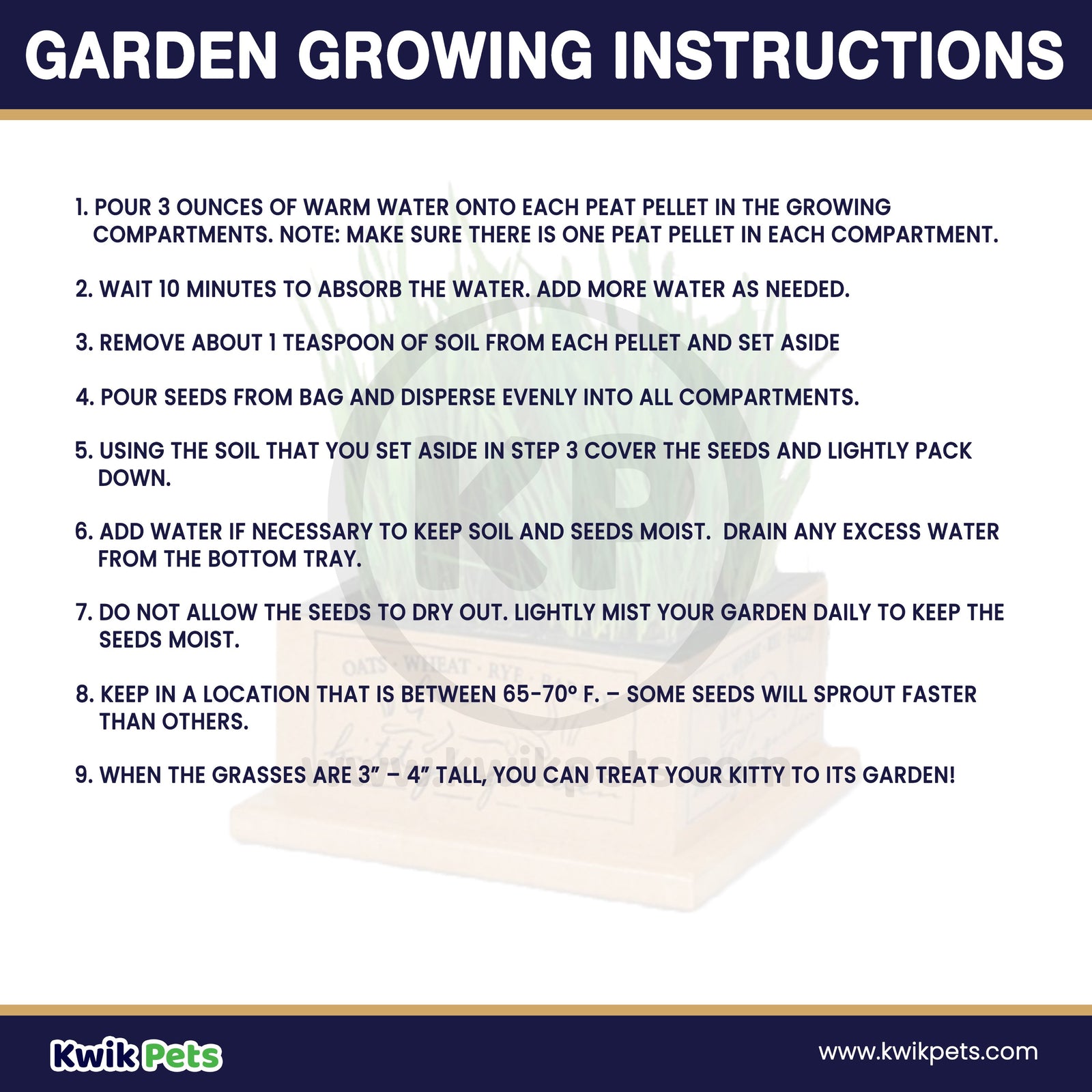 Garden Growing Instruction - Pioneer Pet SmartCat Kitty's Garden Refill Kit
