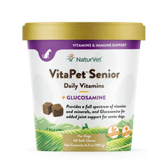 NaturVet VitaPet Senior Daily Vitamins Plus Glucosamine Soft Chews for Dogs 60 Count 6.3-oz