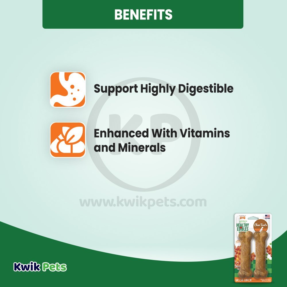 Benefits of Nylabone Healthy Edibles All-Natural Long Lasting Chew Treats Bacon Medium/Wolf - Up To 35 lbs 2 Count