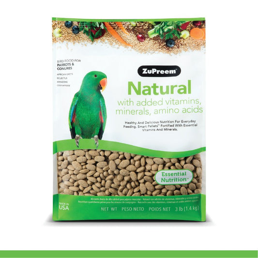 ZuPreem Natural Bird Food Parrots & Conures 3-lb, ZuPreem