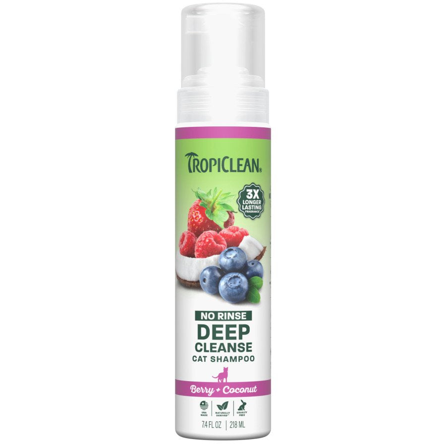 TropiClean No Rinse Deep Cleanse Cat Shampoo Berry & Coconut 7.4-oz, Kwik Pets