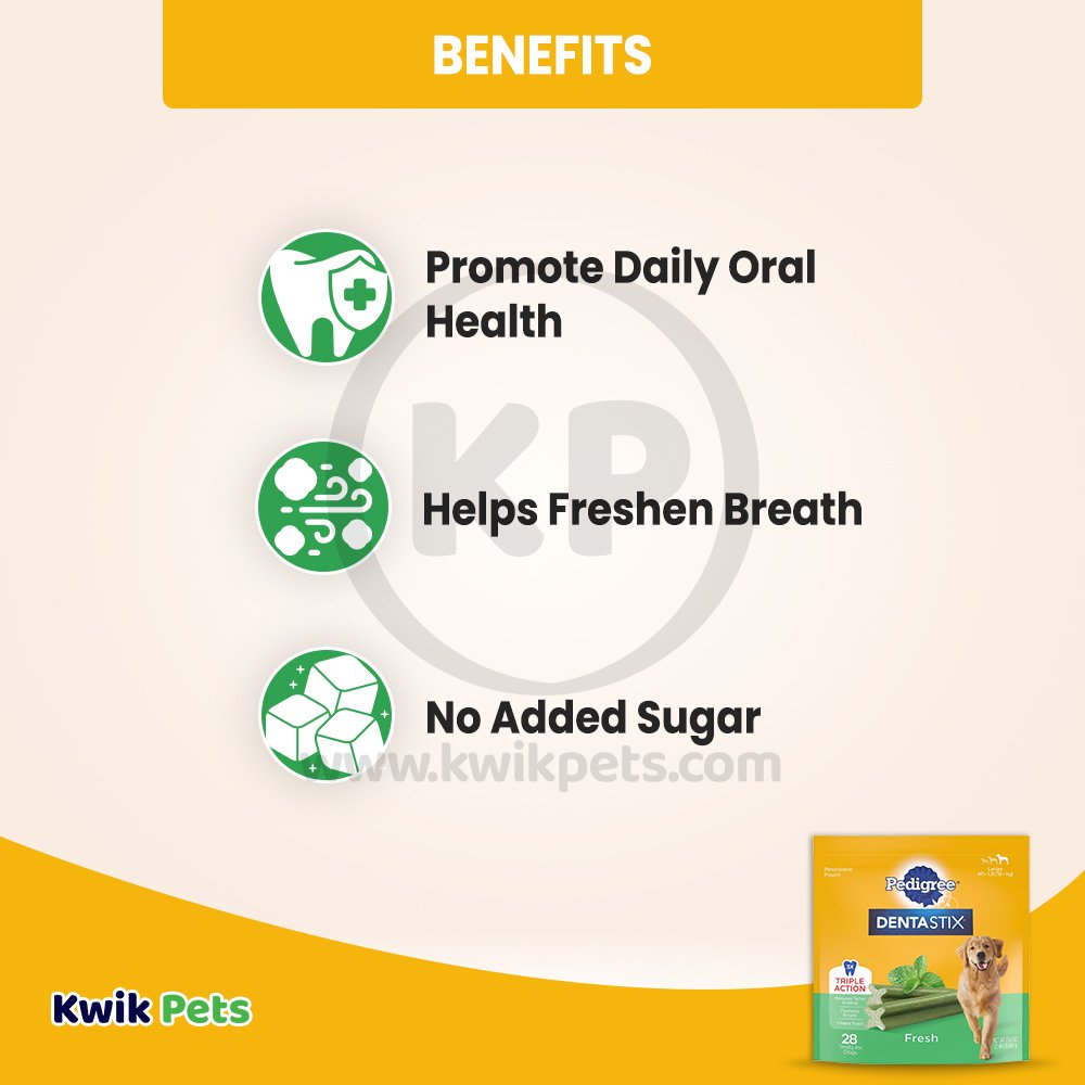 Pedigree DENTASTIX Dog Dental Treat Fresh Resealable Pouch, 28ct, Pedigree