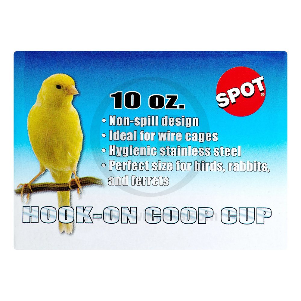 Ethical Pet Spot Stainless Steel Bird Coop Cup with Wire Hanger 10-oz