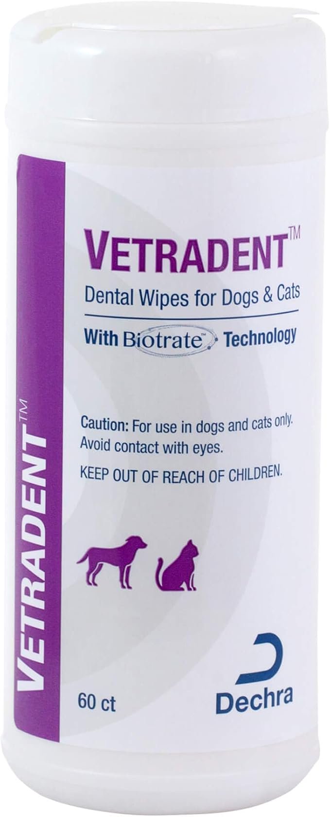 Dechra VETRADENT Dental Wipes for Dogs & Cats 60 Count, Kwik Pets