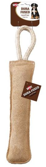 Spot Dura-Fused Leather Retriever Dog Toy Brown & White 15-in, Kwik Pets