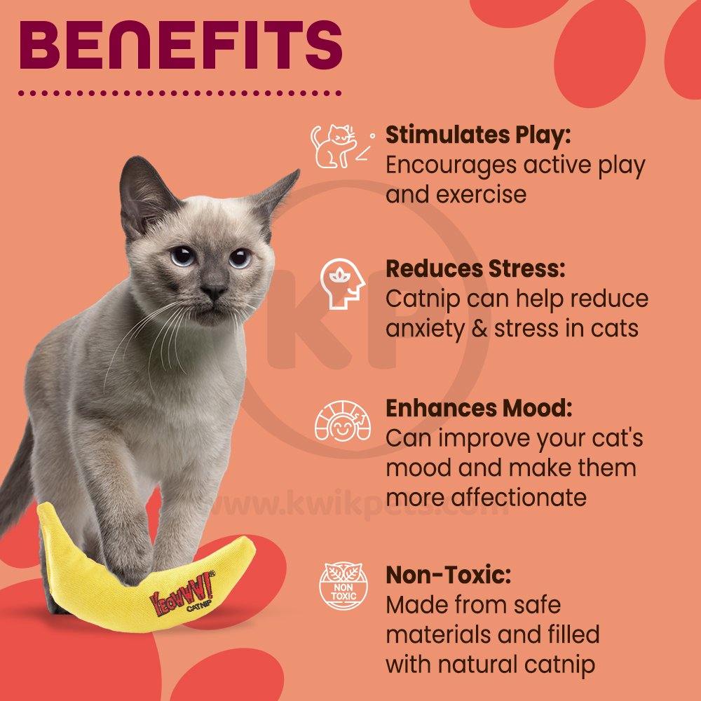 Benefits of Yeowww! Banana Catnip Cat Toy Yellow 7-in
