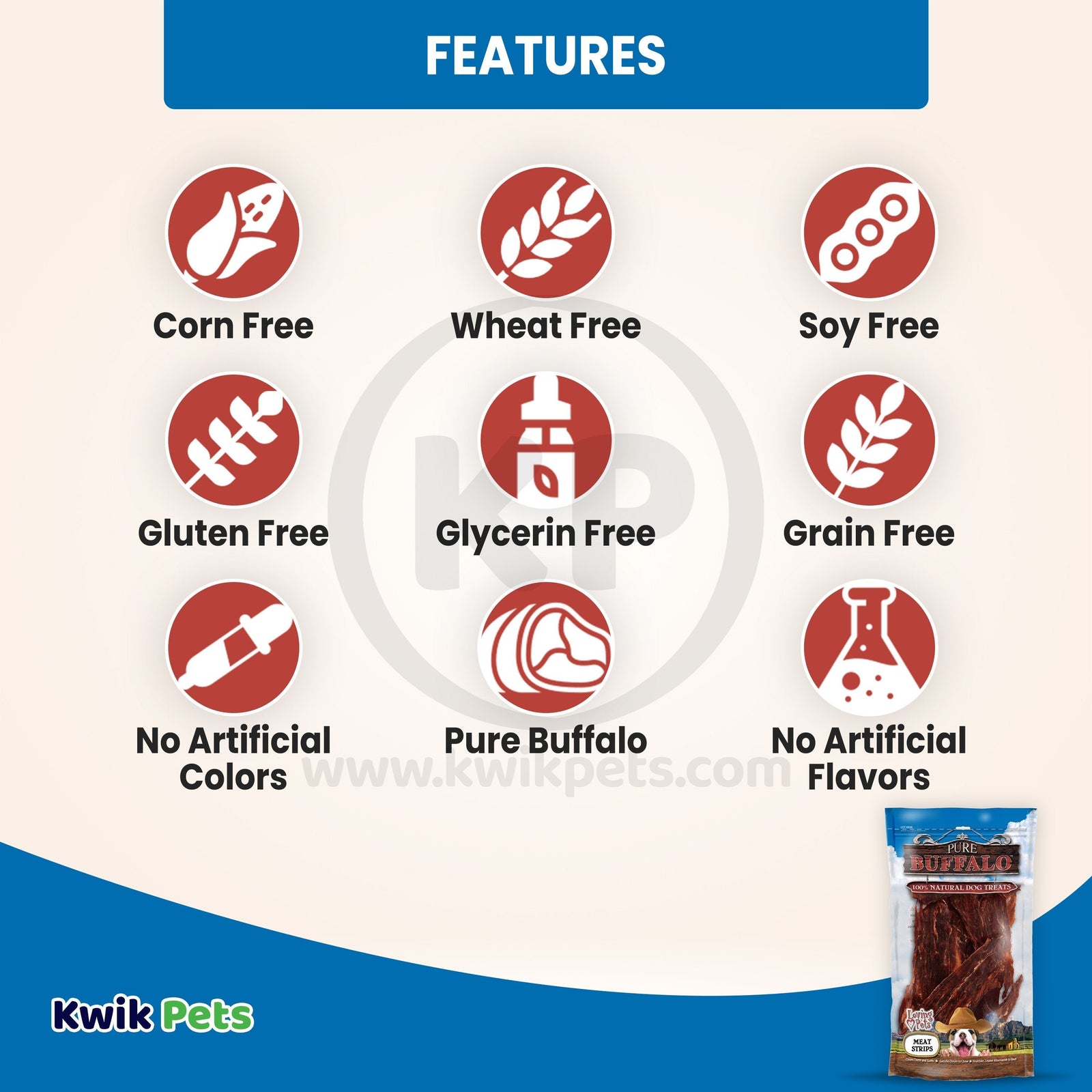 Features of Loving Pets Pure Buffalo Meat Strips Dog Treat 3.5-oz