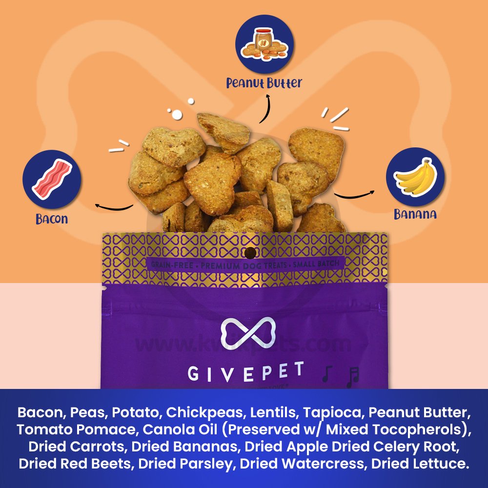 Givepet Dog House Rock Grain-Free Premium Dog Treats Bacon Peanut Butter & Banana 11-oz, Kwik Pets