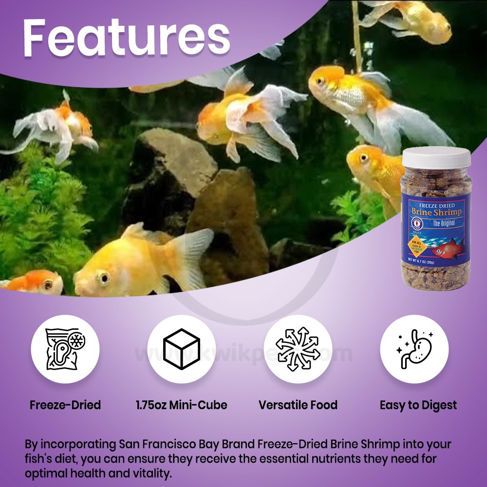 San Francisco Bay Brand Brine Shrimp Freeze-Dried Fish Food 0.7-oz, Kwik Pets