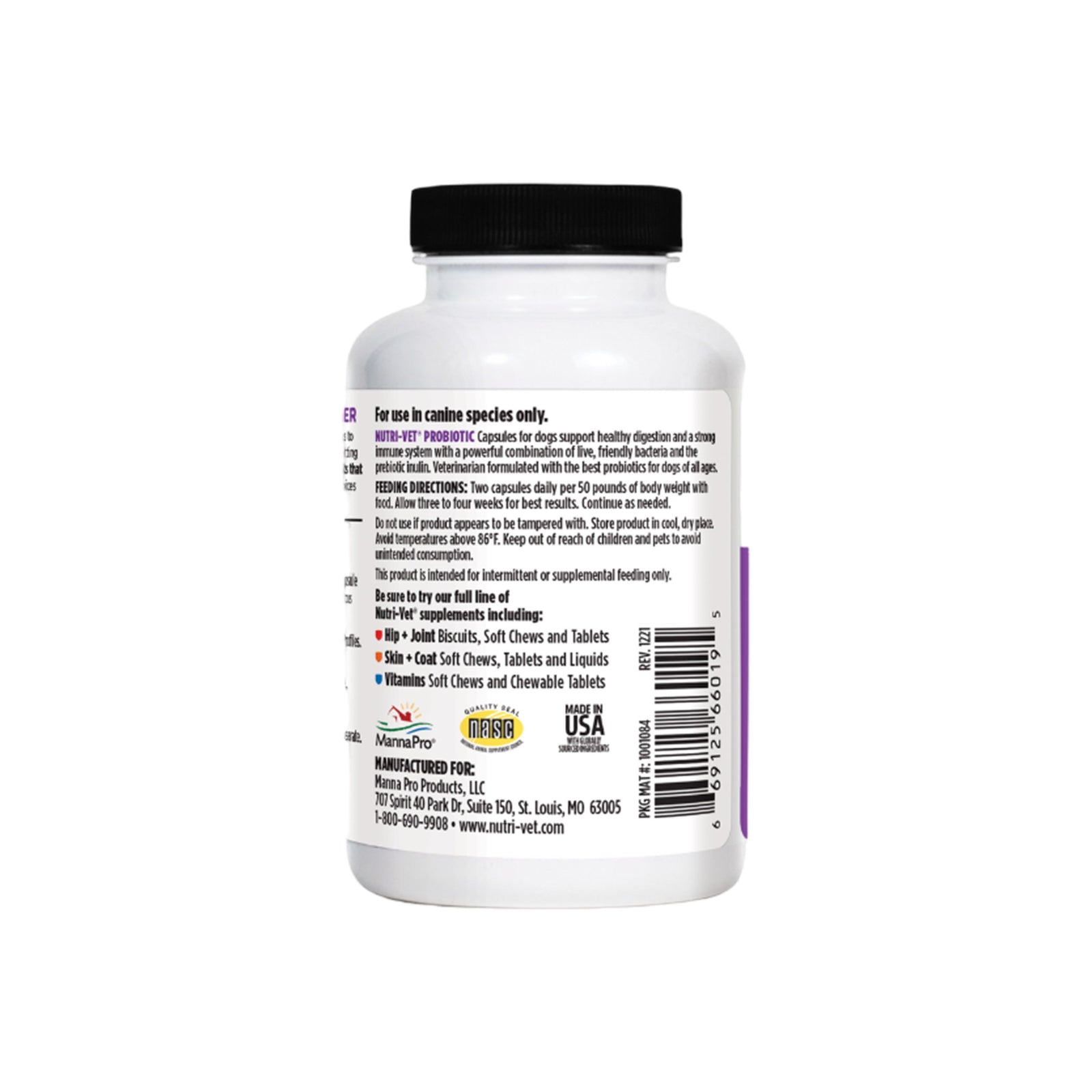 Back of Nutri-Vet Probiotics for Dogs 60 Count