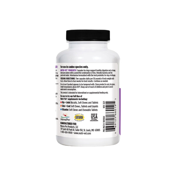 Back of Nutri-Vet Probiotics for Dogs 60 Count