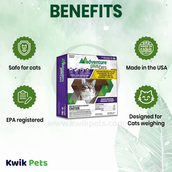 Promika Adventure Plus 4-Month Supply Flea & Tick Prevention for Cats Over 9-lbs 4 Count, Kwik Pets