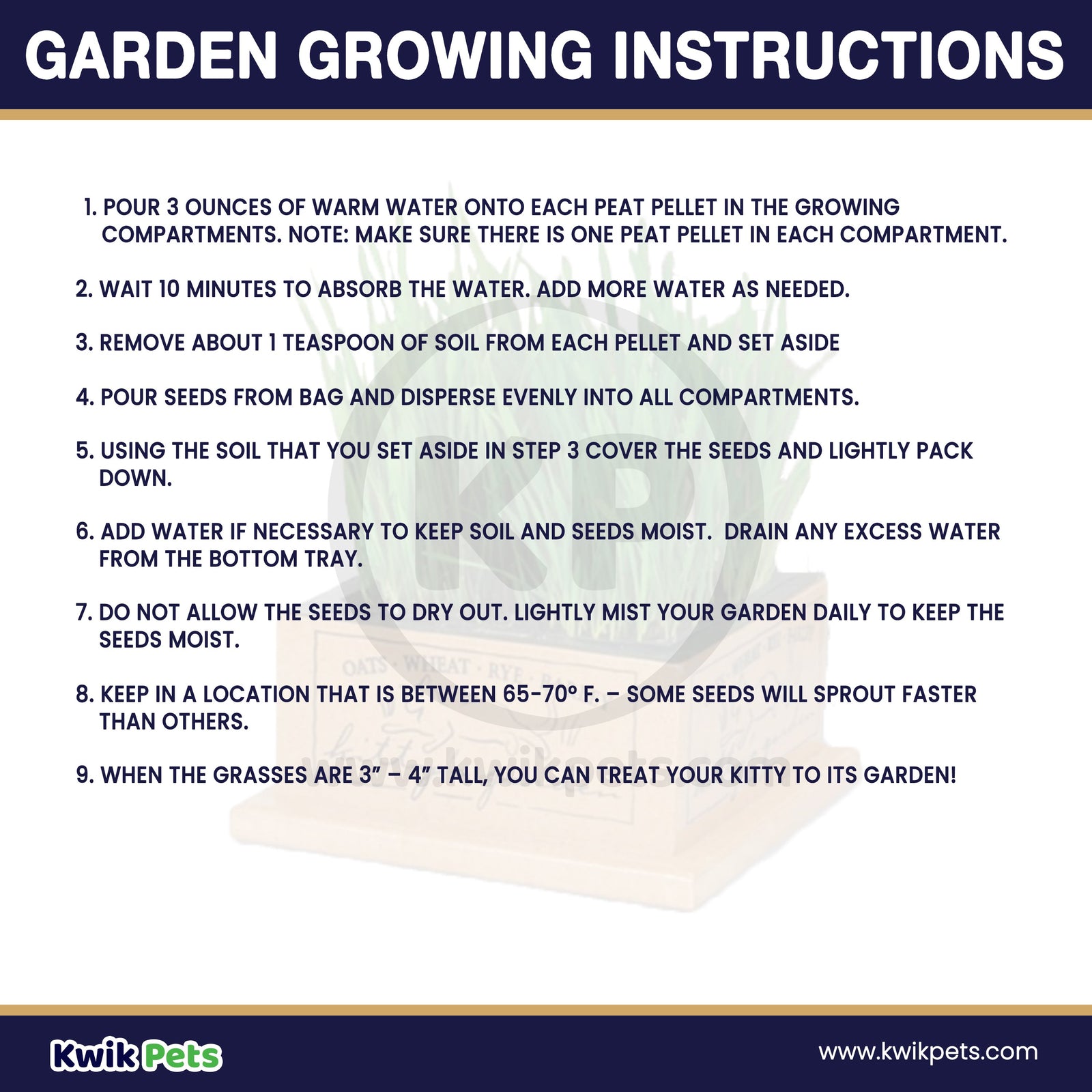 Garden Growing Instructions - Pioneer Pet SmartCat Kitty's Garden Edible Grass Planter