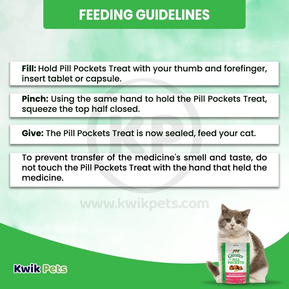 Feeding Guidelines - Greenies Feline Pill Pockets Cat Treats Salmon 1.6-oz 45 Count