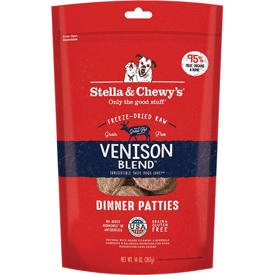 Stella & Chewy's Freeze-Dried Raw Dinner Patties Dog Food Venison Blend Recipe 14-oz, Kwik Pets