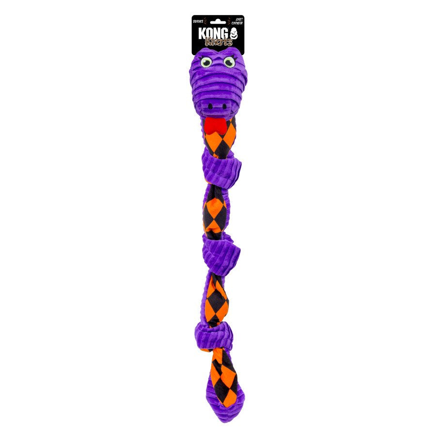 KONG Halloween Knots Snake Squeaky Plush Dog Toy Purple Medium/Large
