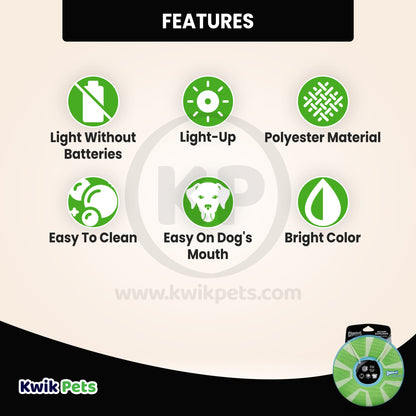 Features of Chuckit! ZipFlight Max Glow Dog Toy Green/White Medium