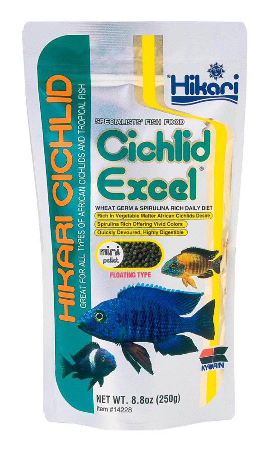 Hikari USA Cichlid Excel Floating Mini Pellets Fish Food 8.8-oz, Kwik Pets