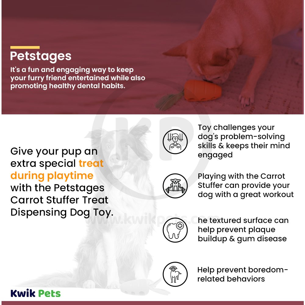 Petstages Carrot Stuffer Treat-Dispensing Interactive Dog Toy, Kwik Pets