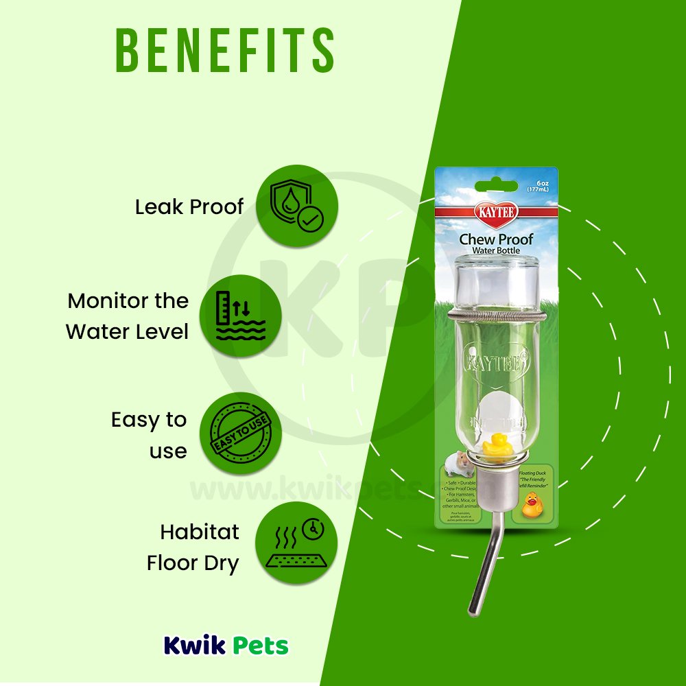 Benefits of Kaytee Chew-Proof Water Bottle Clear 6-oz