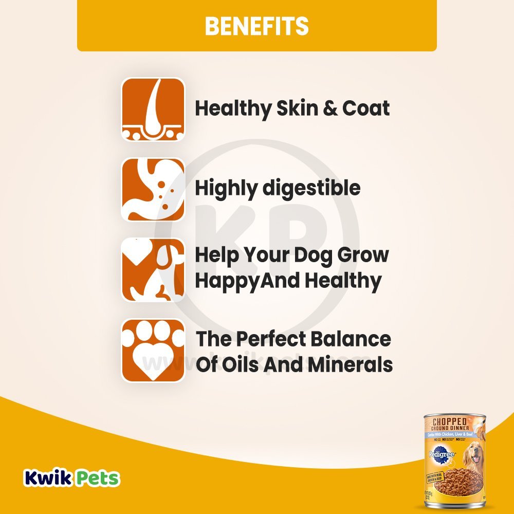 Benefits of Pedigree Chopped Ground Dinner Adult Wet Dog Food Chicken Beef & Liver 13.2-oz 6 Pack