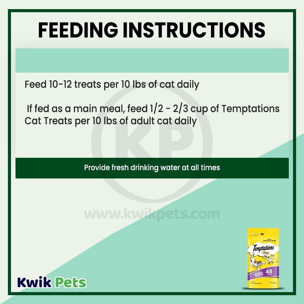 Feeding Instruction - Temptations Classics Crunchy & Soft Adult Cat Treats Tasty Chicken 48-oz
