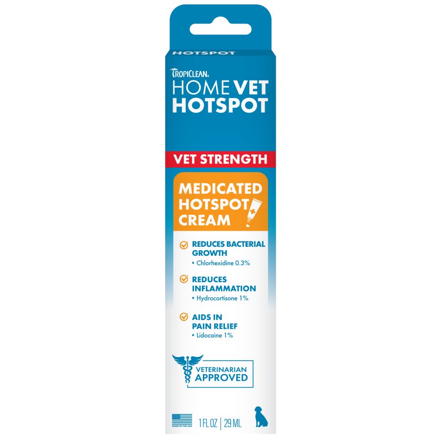 TropiClean HomeVet Medicated Itch Relief Dog Hot Spot Cream 1-oz, Kwik Pets