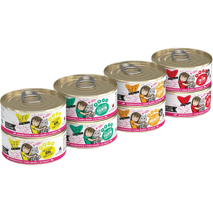 Weruva B.F.F. Minced Batch O' Besties Variety Pack Canned Wet Cat Food 8 Count 5.5-oz, Kwik Pets