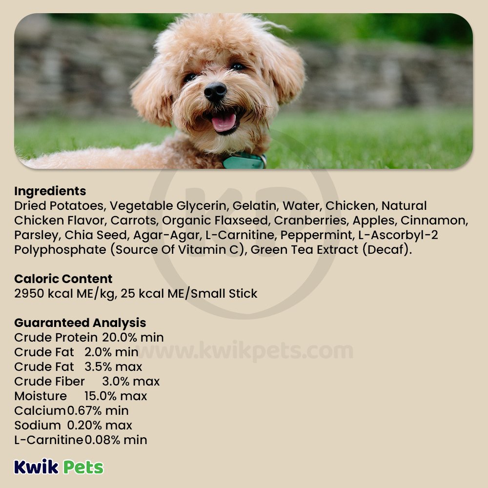 Ingredients/Nutritional info of Get Naked Weight Management Grain-Free Dental Stick Chicken Dog Treats Small 6.2-oz