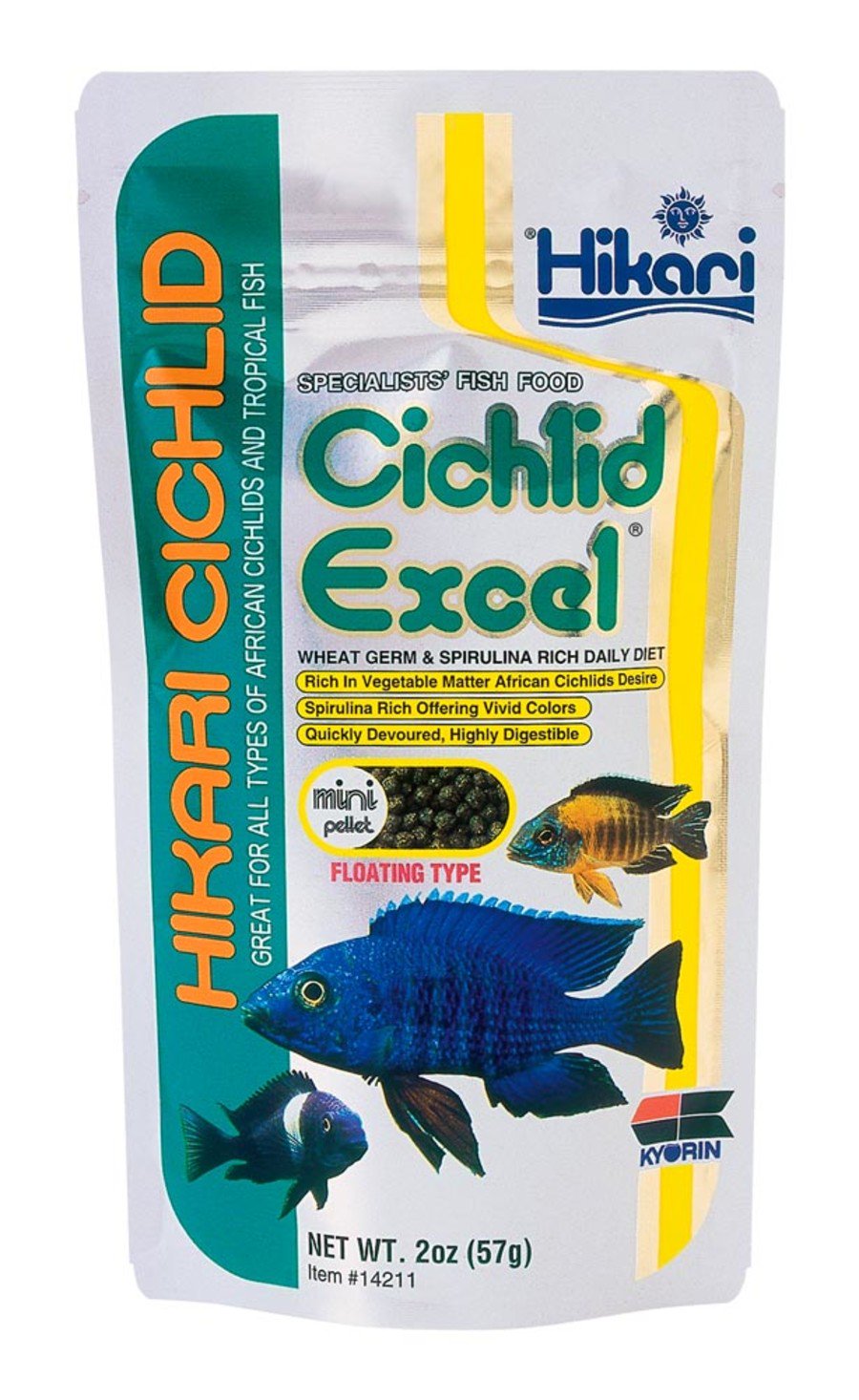 Hikari USA Cichlid Excel Floating Mini Pellets Fish Food 2-oz, Kwik Pets