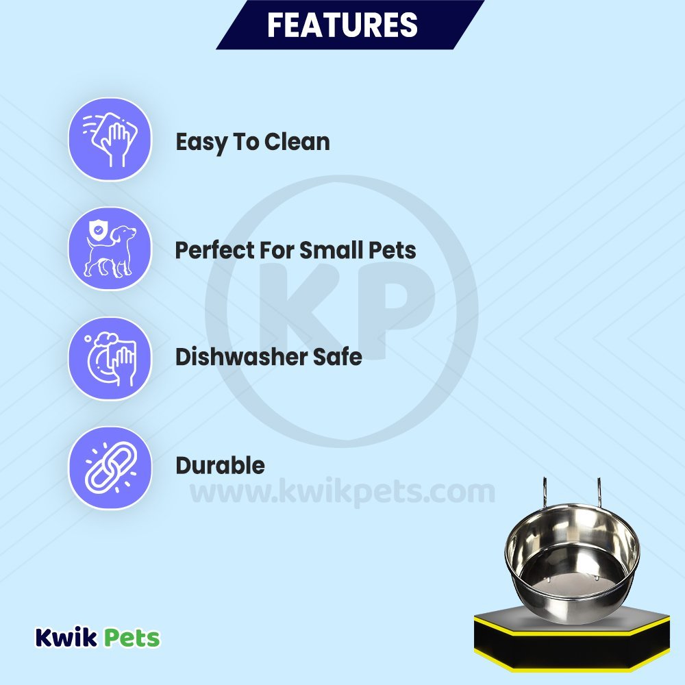 Features of Ethical Pet Spot Stainless Steel Bird Coop Cup with Wire Hanger 30-oz