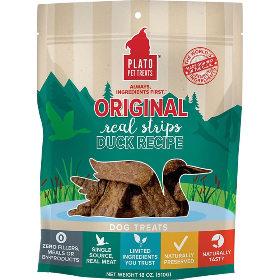 Plato Original Real Strips Duck Dog Treats 18-oz, Kwik Pets