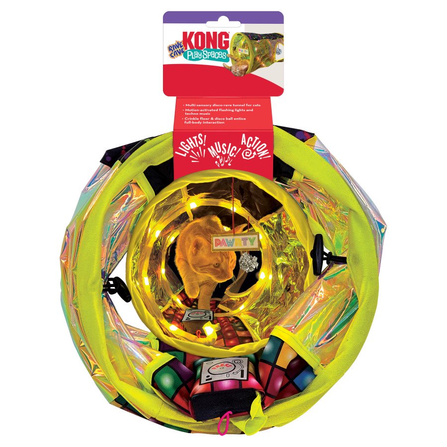 KONG Play Spaces Rave Cave Cat Tunnels Toy Multicolor