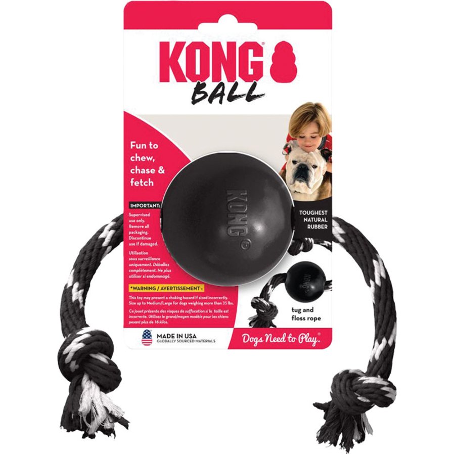 KONG Extreme Ball with Rope Dog Chew Toy Large
