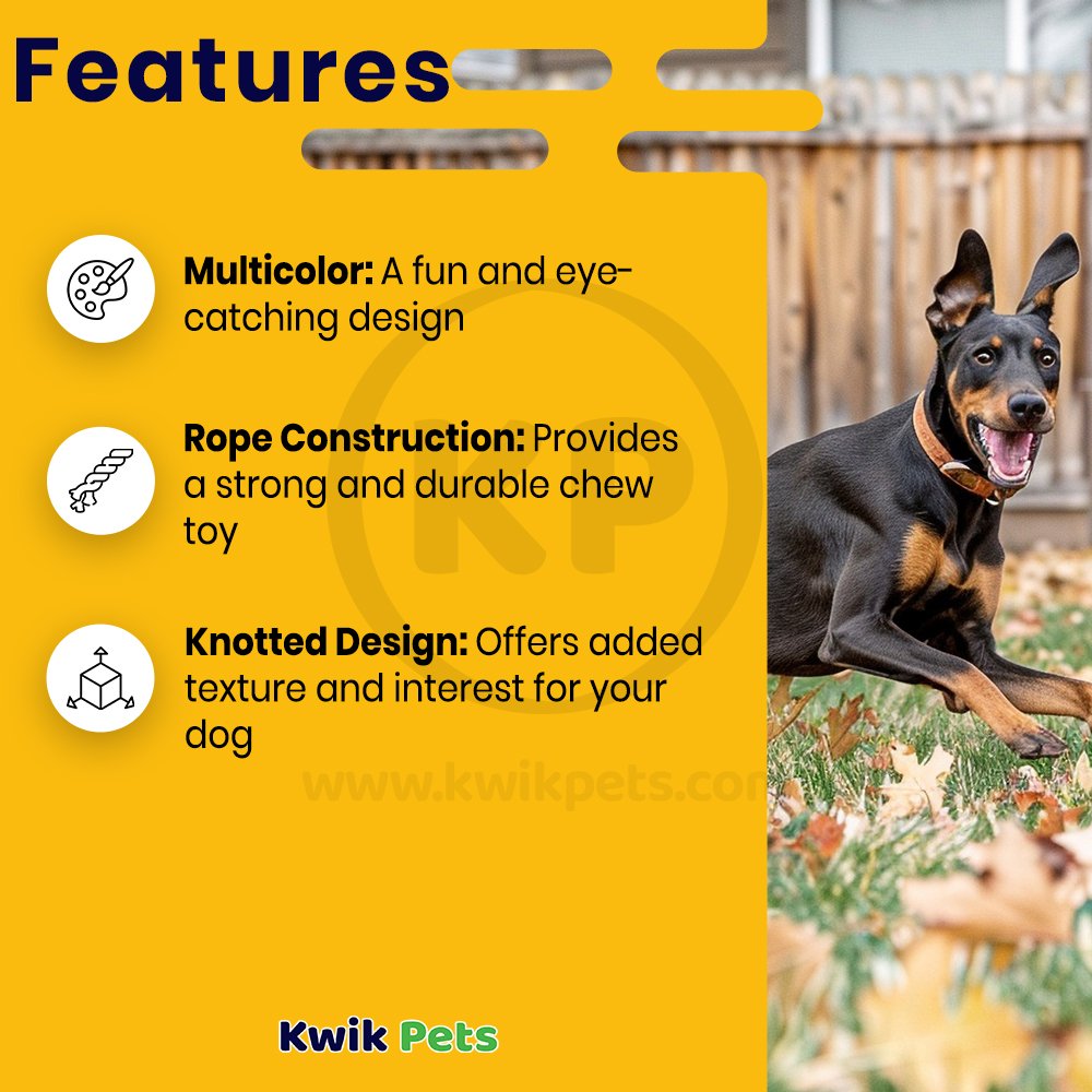 Features of Booda 2-Knot Rope Bone Dog Toy Multicolor XL